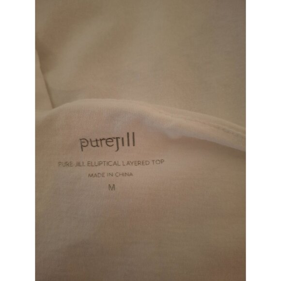 Pure Jill Womens Blouse Medium White Elliptical Layered 3/4 Sleeve Lagenlook - Picture 4 of 8